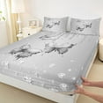 thumbnail image 3 of Castle Fairy Grey Floral Butterflies 4 Pieces Queen Sheet Sets for Kids Children Teens,Dreamy Princess Ultra Soft Flat Sheet,Crystal Bling Glitter Splash Queen Fitted Sheet,Luxury Bedroom Decor, 3 of 7
