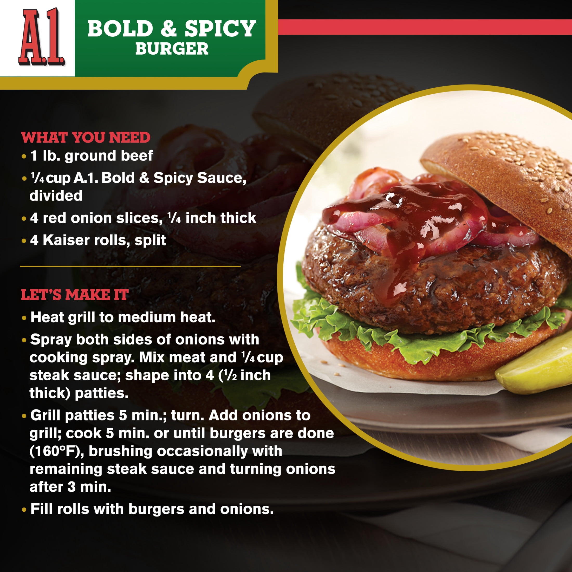 A.1. Bold & Spicy Sauce with Tabasco, 10 oz. Bottle