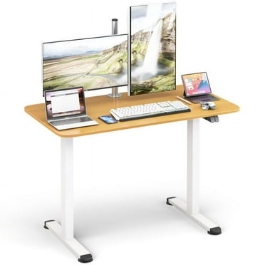 YYAo Stand Up Desk, Ergonomic Standing Workstation,Electric Standing Desk Adjustable Stand up Computer Desk Anti-collision-Natural