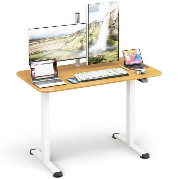 Spaco Electric Standing Desk Adjustable Stand up Computer Desk Anti-collision-Natural, Office Desk, Gaming Computer Desks for Study,Working,Writing