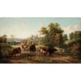 thumbnail image 2 of E. R. Van Hampe 18x12 Black Ornate Wood Framed Double Matted Museum Art Print Titled - Extensive Landscape Near Hereford Cathedral and the River Wye (circa 1870), 2 of 5