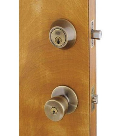 Home Plus Tulip Knob and Deadbolt Set Antique Brass Steel 3 Grade Left Handed, Right Handed
