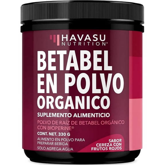 Polvo de Betabel HAVASU NUTRITION con Vitamina B12, Cordyceps, Óxido Nítrico, Apoyo Post-Entrenamiento, Sabor Cereza y Frutas del Bosque, 30 Porciones