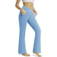 thumbnail image 4 of QATAINLAV Flare Yoga Pants for Women Casual High Waisted Bell Bottom Full Length Stretch Workout Pants Solid Color Micro Flared Trousers with Pockets Oferta Flash Para Hoy Blue S, 4 of 9