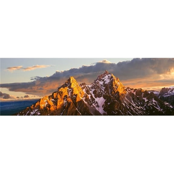 Panoramic Images PPI168320LARGE Snowcapped Mountain Range Cathedral Group Jackson Hole Grand Teton National Park Wyoming USA Poster Print, 12 x 36 - Large