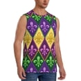 thumbnail image 2 of Uemuo Mardi Gras4 Pattern Men's Sleeveless T-Shirt,Muscle Athletic Tank Top, Moisture-wicking Quick-dry Breathable Classic Tee Top for Gym Run Outdoor Sports-Large, 2 of 8