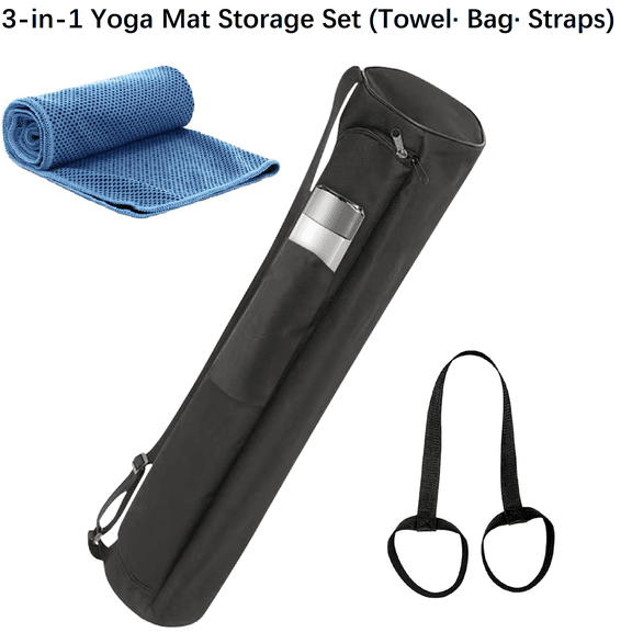 Yoga Mat Bag, Full-Zip Exercise Yoga Mat Carrier with Adjustable Shoulder Strap &Side Water Bottle Pocket for Women Men, 28.3 x 6 x 6 in (Black)