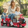thumbnail image 4 of Red Electric 2-Seater 12V Kids Ride On Toy Train with Carriage 2 Speeds Boys Girls Gift w/ Music,Lights,Honk,Storage,USB,Support to 165LBS, 4 of 18