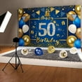 thumbnail image 6 of 50th Birthday Decoration, MMTX Blue Gold 50th Birthday Decoration Man Woman Happy Birthday Banner Triangle Banner Gold Confetti Balloon, 50th Birthday Party Decoration, 6 of 7