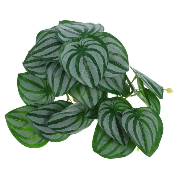 IDEANATEGRATE Snake Tank Decor Artificial Watermelon Peperomia Plant Green Leaves Reptile Habitat Enhancement 1Pcs
