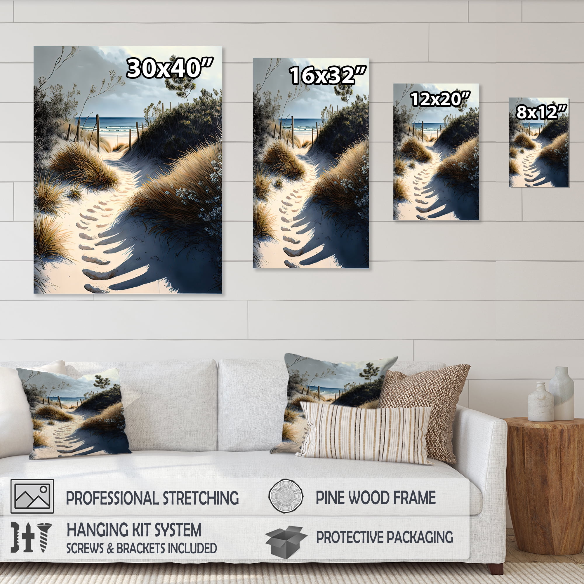 Designart Walkway To The Beach I Canvas Wall Art