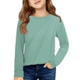 thumbnail image 2 of Dwellite Long Sleeve Shirts for Girls Oversized Crewneck Shirts Fall Tops Tees 4-14 Years Mint Green 140, 2 of 5