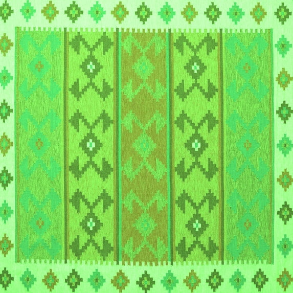 Ahgly Company Indoor Square Southwestern Green Country Area Rugs, 8' Square