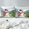 thumbnail image 4 of LUVIVIHOME 3PCS Snowman Christmas Duvet Cover Queen, Boys Girls Kids Bedding Set, Red Cardinal Bird Squirrel Christmas Tree Winter Holiday Xmas Gifts Christmas Comforter Quilt Cover, 2 Pillow Shams, 4 of 7