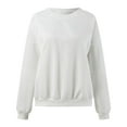 thumbnail image 5 of UJNDER Women's Solid Color Crewneck Sweatshirt Long Sleeve Casual Pullover with Panel Design for Everyday Comfort White M, 5 of 9