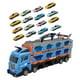 thumbnail image 1 of Camión de juguete, vehículos de arranque con remolque, juego plegable azul con 16 coches, 1 of 9