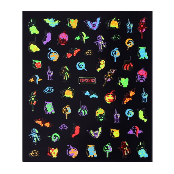 Pegatinas para uñas, pegatinas para uñas para mujer, pegatinas luminosas para uñas, pegatinas luminosas para uñas de Halloween, pegatinas para uñas.