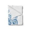 thumbnail image 2 of Vintage Nautical Tattoo Soft Flannel Fleece Blanket, Pirate Anchor Steering Wheel Crab Shell Waves Abstract Print, Cozy Plush for Indoor and Outdoor Use, 60" x 80", Azure Blue White, by Ambesonne, 2 of 5