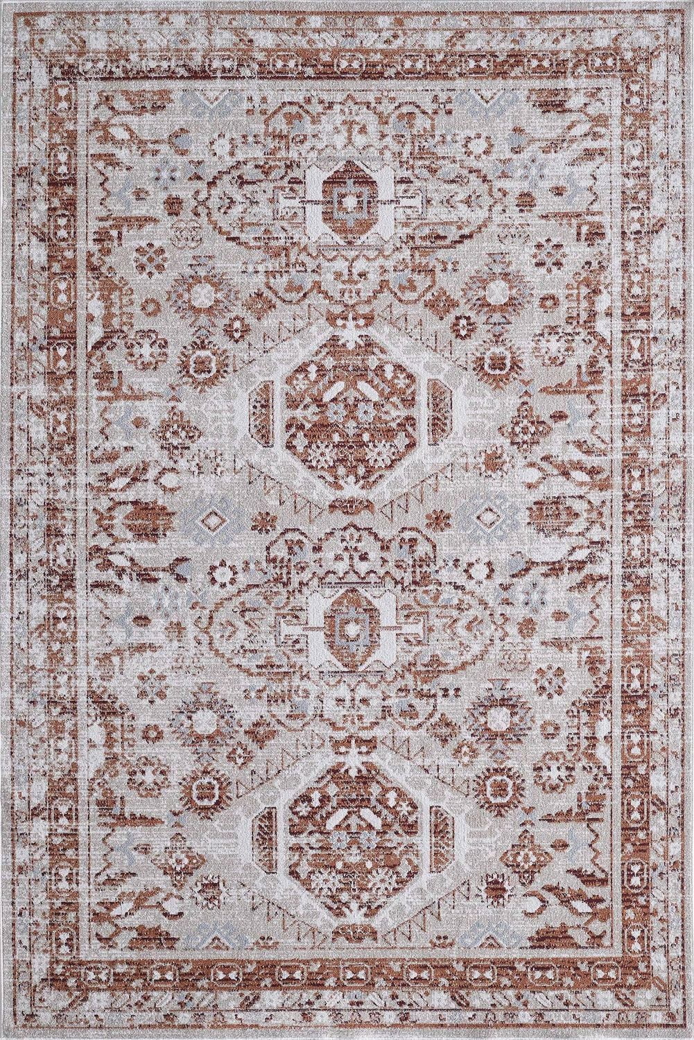 Rug Ease Abril Mink and Terracotta Area Rug