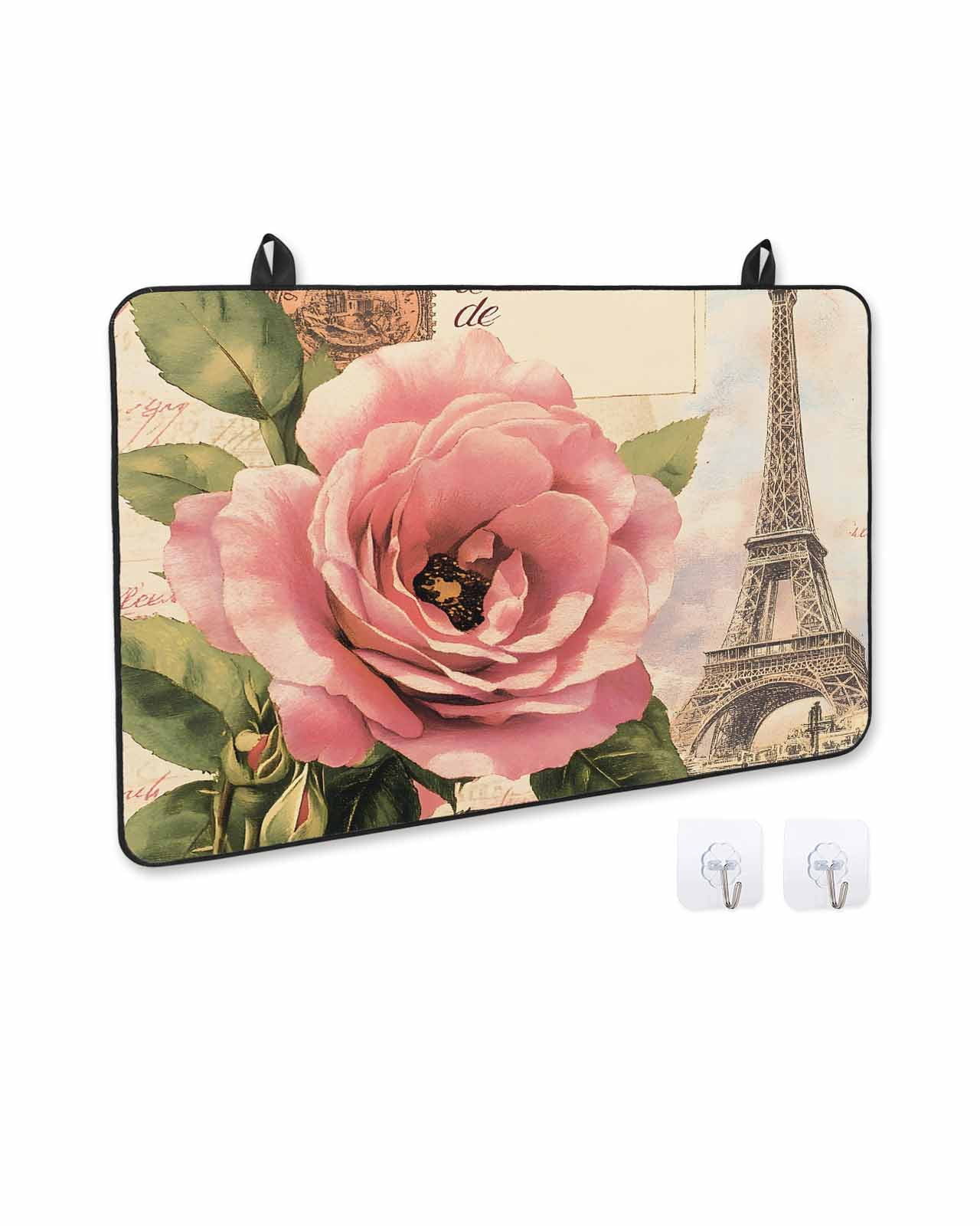 nqOlkjepod Large Induction Cooktop Protector Mat 36"x21", Vintage Floral Stove Top Covers for Electric Stove, Retro Letter Tower Decorative Stove Burner Cover Mats, Glass Top Stove Cover