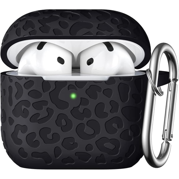 Comvin For Apple AirPods 4 Case Cover 2024 for Women Men, Leopard, Silicone, Black