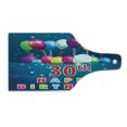 thumbnail image 2 of 30th Birthday Cutting Board, Colorful Flying Balloons and Curly Ribbons on the Starry Background Print, Tempered Glass Cutting and Serving Board, Wine Bottle Shape, Multicolor, by Ambesonne, 2 of 5