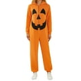 thumbnail image 2 of Halloween Couple Jumpsuit Pajamas Print Long Sleeve Zip Hooded Romper Sleepwear for Women Men, 2 of 9