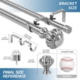 thumbnail image 3 of Urbanest Adjustable Double Curtain Rod Set Door Knob Manhattan Finials – 1″ Front & 3/4 Back Rod With Brushed Steel Rod, 84–120 Inches, 3 of 6