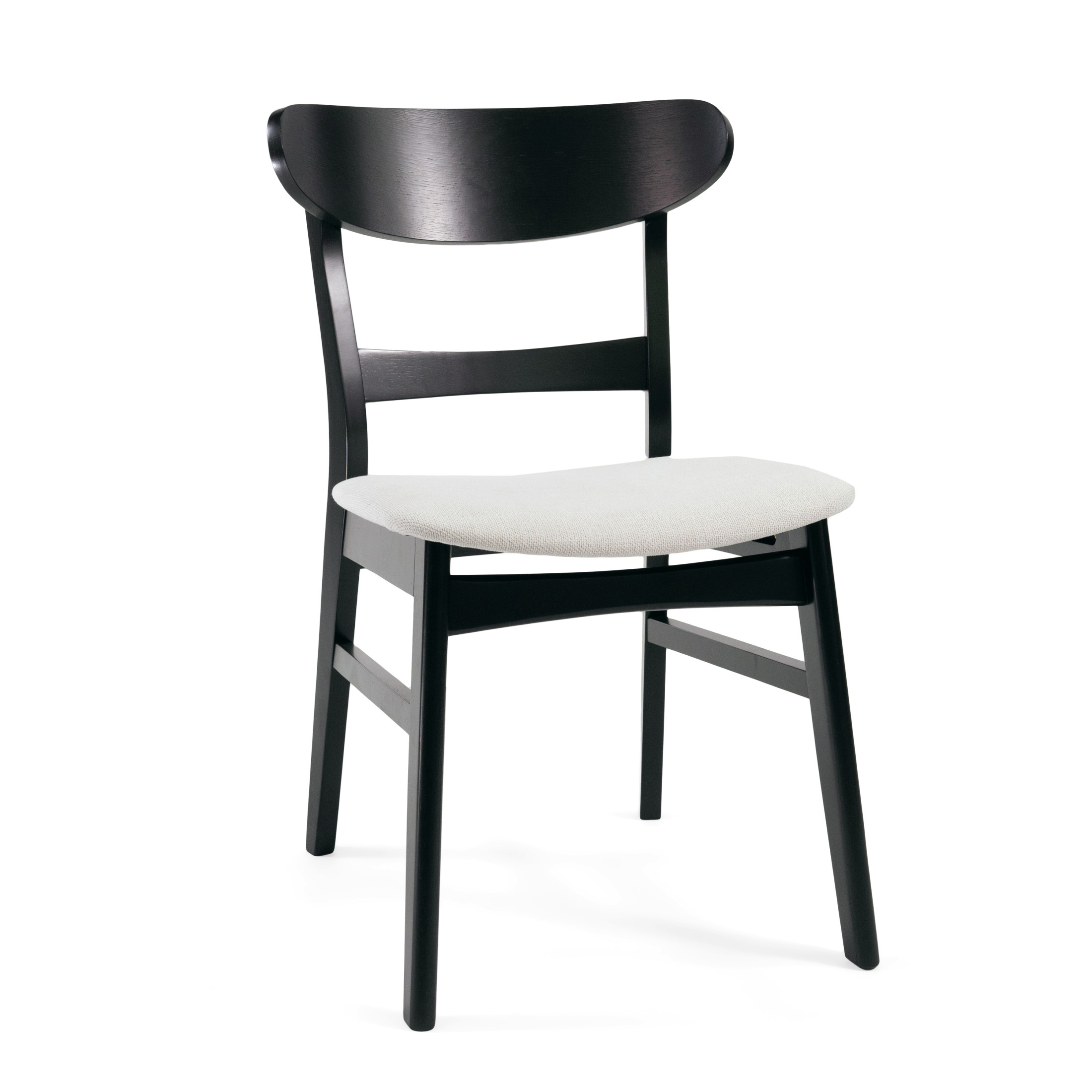 Christopher Knight Home 5-Piece Mid Century Modern Dining Table Set with Upholstered Chairs, Black+Light Beige