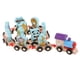 thumbnail image 1 of Juego de tren de madera con juguete de rompecabezas grueso de clasificación de , tren de juguetes de amiento con bloques de clasificación de reconocimiento de color de forma, Animal Salvador Dali Tren de apilamiento de madera, 1 of 10