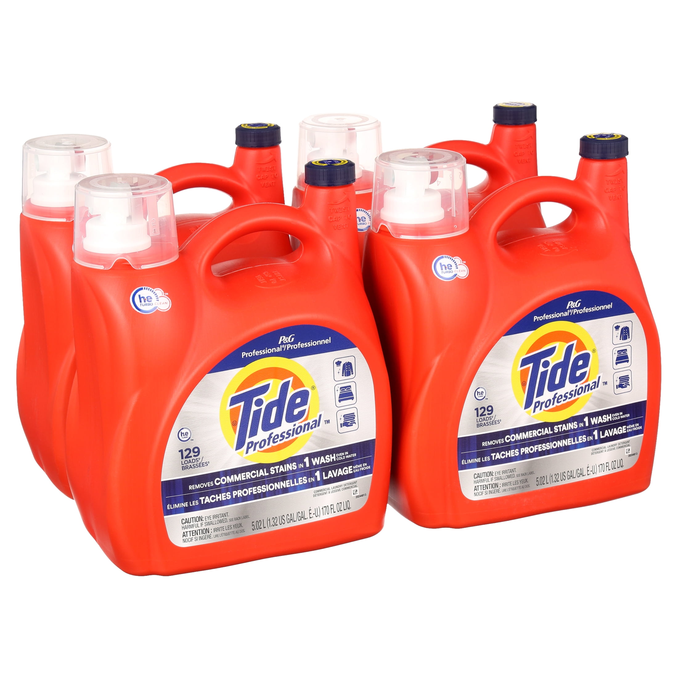 Tide Professional Commercial Laundry Detergent, Fresh Scent, High-efficiency, Bulk Pack, 170 Fl Oz, 129 Loads, 4-count
