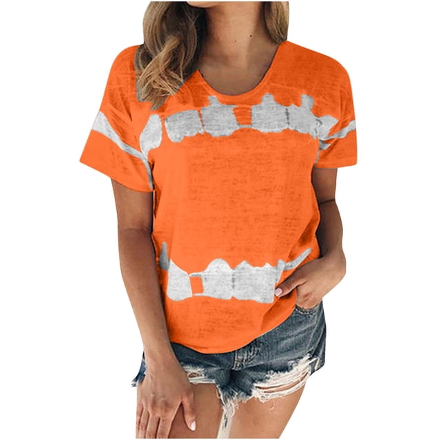 Birdeem T-Shirt Mode Imprimé pour Femmes Manches Courtes Blouse Col Rond Hauts Décontractés