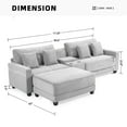 thumbnail image 4 of LOYALICE 111.8" Sectional Sofa with Ottoman, L-Shaped Modern Modular Couch, Oversized Corduroy 4 Seat Sofa with Storage Box, USB & TYPE C Port and Two Cup Holders for Living Room, Gray, 4 of 9