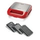 thumbnail image 1 of Betty Crocker 3 en 1 parrilla de interior, sándwich/Panini Press & Waffle Maker Plus, parrilla eléctrica interior con placas antiadherentes intercambiables, 750 vatios, BC-4965R, rojo, 1 of 5