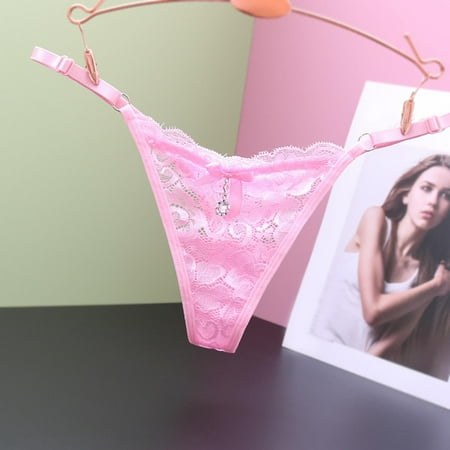 UAYOTSE Sexy Panties for Women Sheer Floral Lace Cut Out Underwear Breathable Briefs One Size Pink