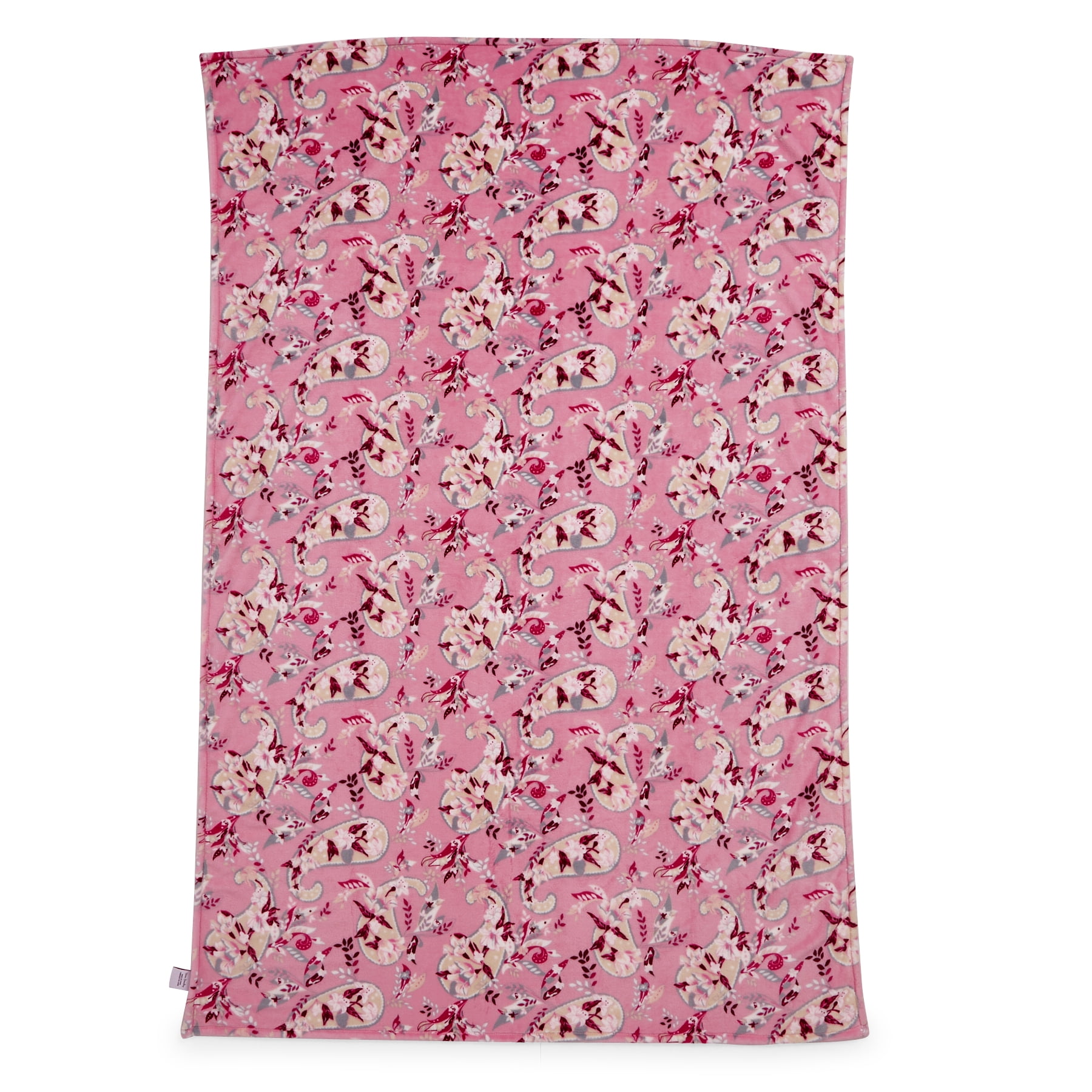 Vera Bradley Women's Fleece Plush Throw Blanket Botanical Paisley Pink