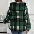 thumbnail image 6 of Tdoqot Womens Plaid Fleece Jackets with Hood- Casual Fashion Full Zip Loose Fit Fall Boyfriend Outwear Army Green Size M, 6 of 7