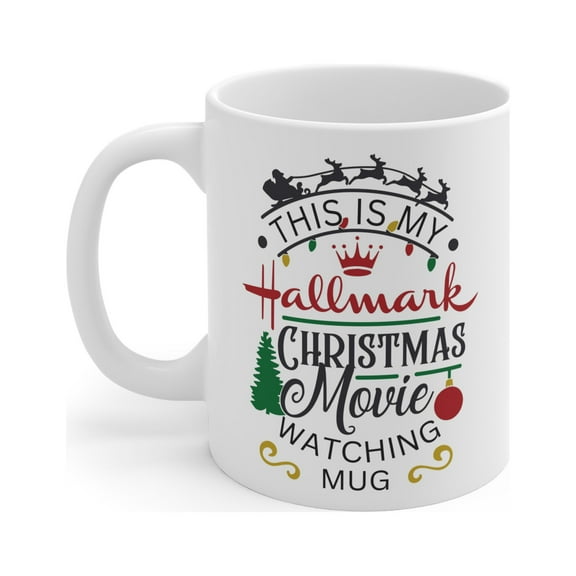 Hallmark Christmas Movie Watching Mug, 11oz White Ceramic Coffee Tea Cup
