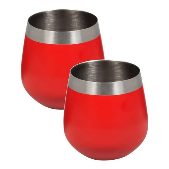 Refresh Stainless Steel Stemless Wine Tumbler, 18 OZ, Set of 2, Red
