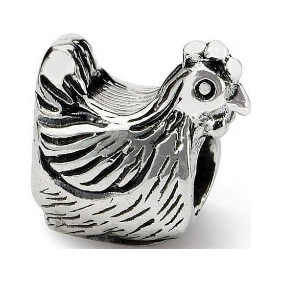 925 Sterling Silver Polished Oxidized Reflections SimStars Chicken Bead Charm 10x10.91mm Wide Pendant Necklace for Women