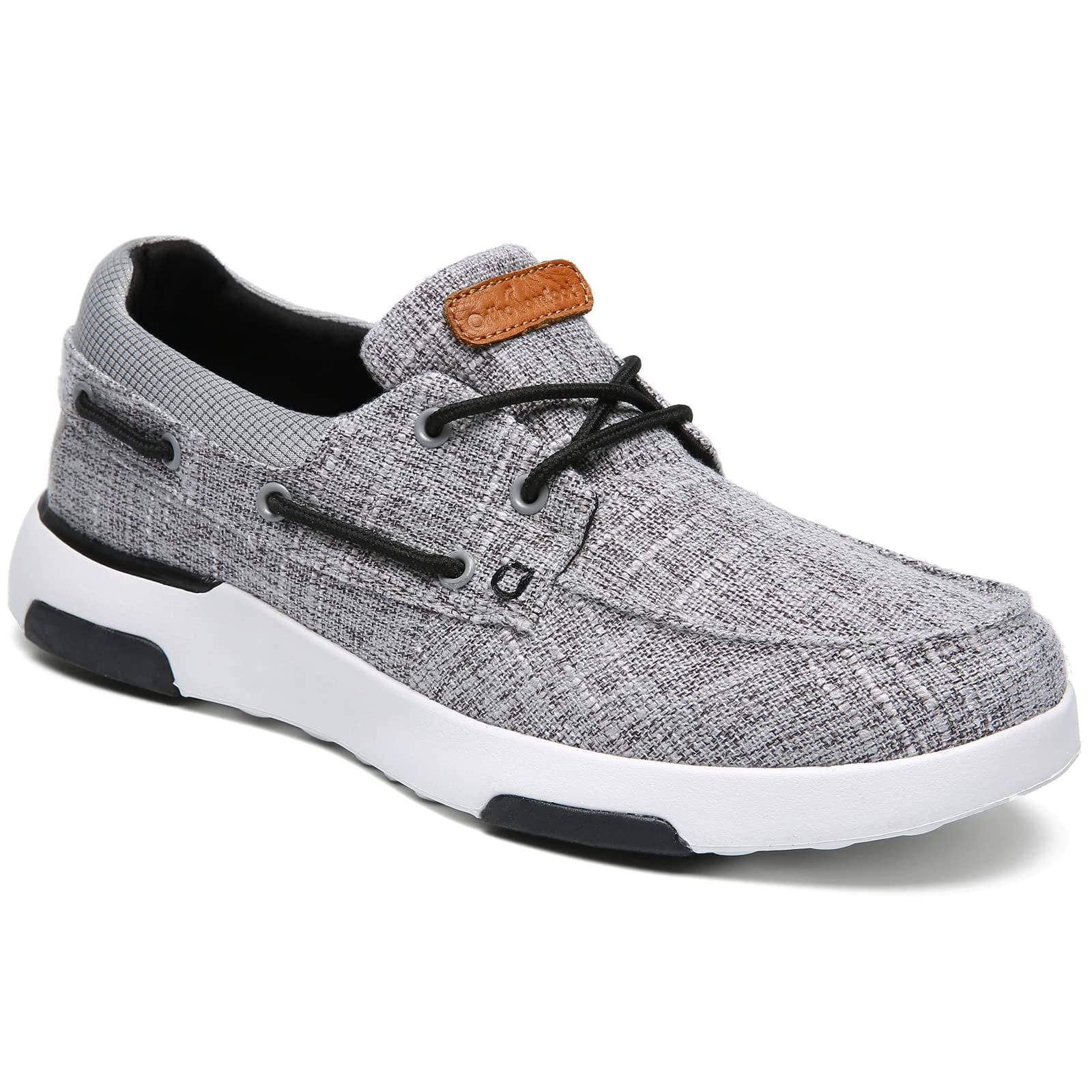 Mens Lace up Shoes, Casual Canvas Loafers with Arch Support, Comfortable Deck Shoe