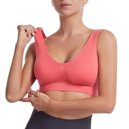 Alitao Sports Bra Seamless Bras Like Hot Cakes Hollow Sport Breathable Sport Comfortable Wireless Women Sport Underwear Bra Backless Bra Yoga Bra Watermelon Red 4XL