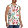 thumbnail image 2 of Balery Flamingo Flower Men's Sleeveless Muscle Shirts Workout Tank Top, Moisture Wicking, Odor Protection-Small, 2 of 8