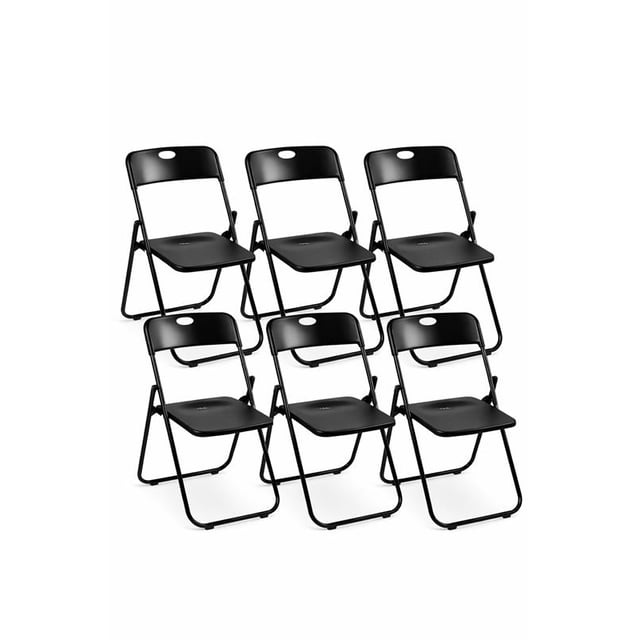 Silla Plegable Negra de Acero Compacta y Resistente Set de 6 piezas Soporta 130 kg para Fiestas Jardin y Hogar