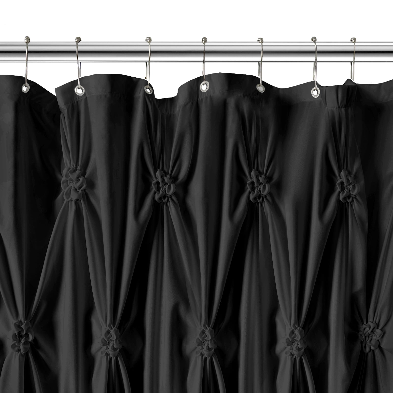 NixiYa Black Shower Curtain Modern Farmhouse Fabric Shower Curtain for Bathroom Decor 72" x 72"