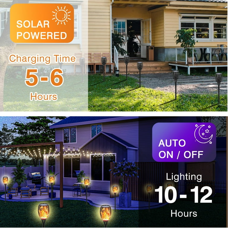 Waterproof Solar LED 96 Lights Dusk to Dawn Auto On/Off Flickering Flames Torches Lighting for Outdoor Decoration Festival Atmosphere Garden Pathways Yard Patio Halloween Holiday Decor Waterproof Solar LED 96 Lights Dusk to Dawn Auto On/Off Flickering Flames Torches Lighting for Outdoor Decoration Festival Atmosphere Garden Pathways Yard Patio Halloween Holiday Decor