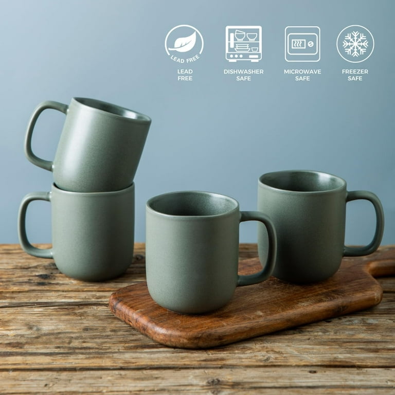 14oz Coffee Mugs Set of 6, Ceramic Coffee Mugs with Large Handle & Wavy Rim  for Latte/Hot Cocoa/Tea, Stylish Coffee Mugs for Men Women.  Oven,Dishwasher&Microwave Safe, Reactive Glaze - Walmart.com