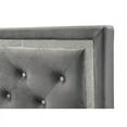 thumbnail image 3 of Dark Grey Velvet Upholstered Panel Bed with Faux Crystal in Queen, 3 of 3