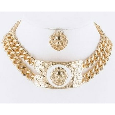 Lion Choker Necklace and Earring Set, Gift-Boxed