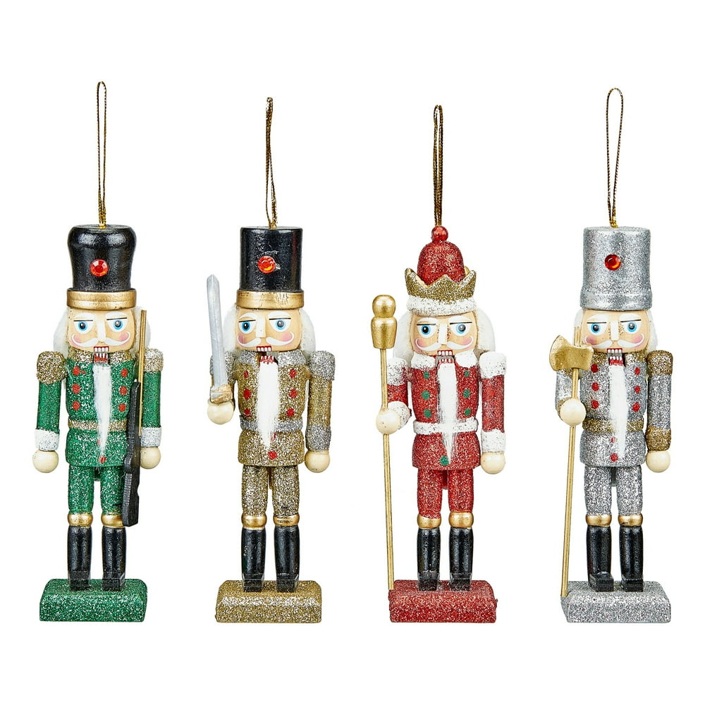 Holiday Time Glittery Nutcracker Christmas Tree Ornament, 4